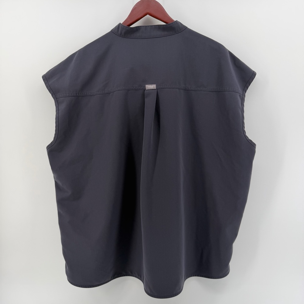 FIGS Rafaela Oversized Scrub Top 2X “Charcoal” PO 1873 Mandarin Collar FIONx - Picture 2 of 7